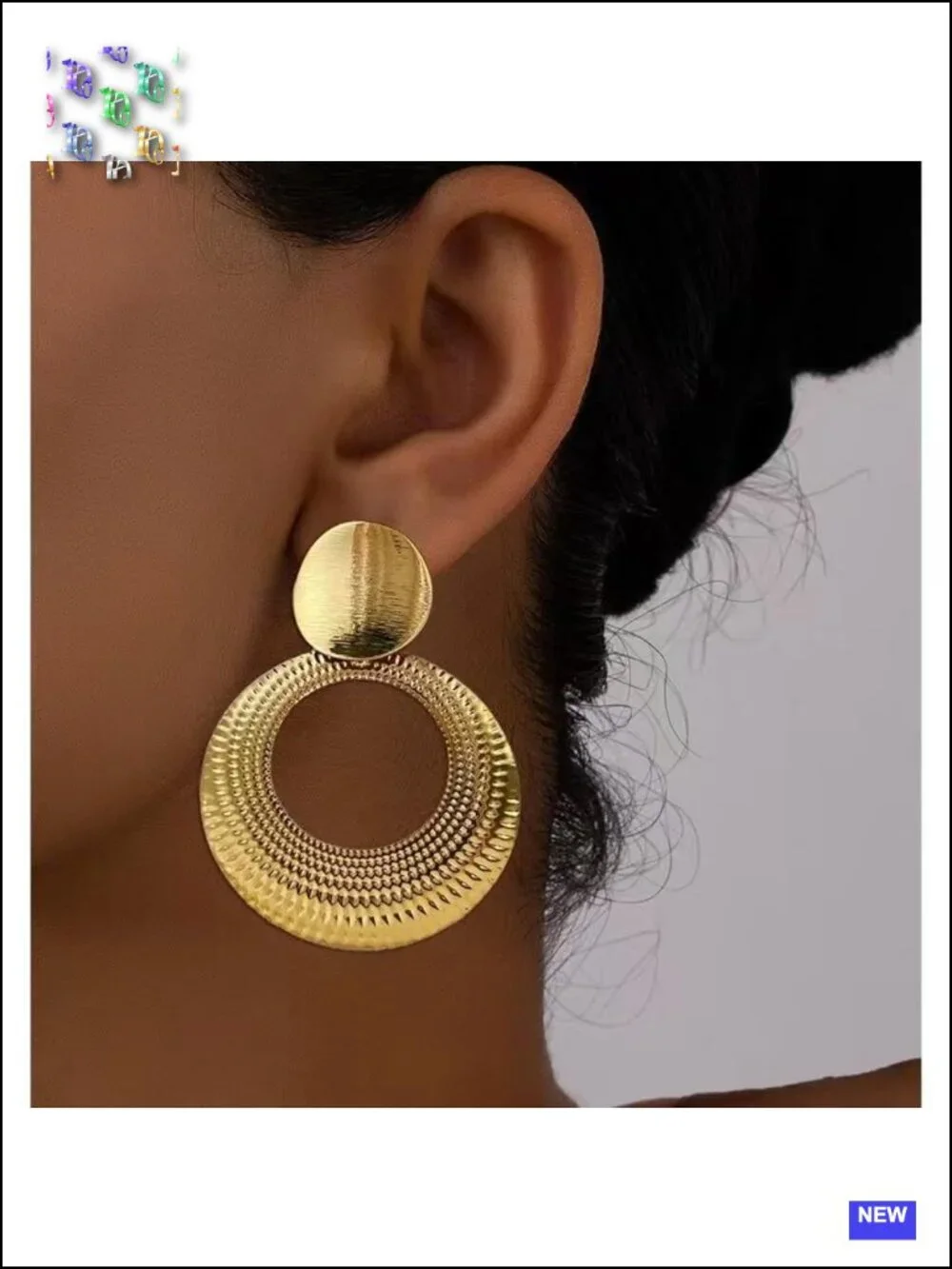 Big Drop Geometric Disc Dangle Earrings for Women Gold Plated Hypoallergenic